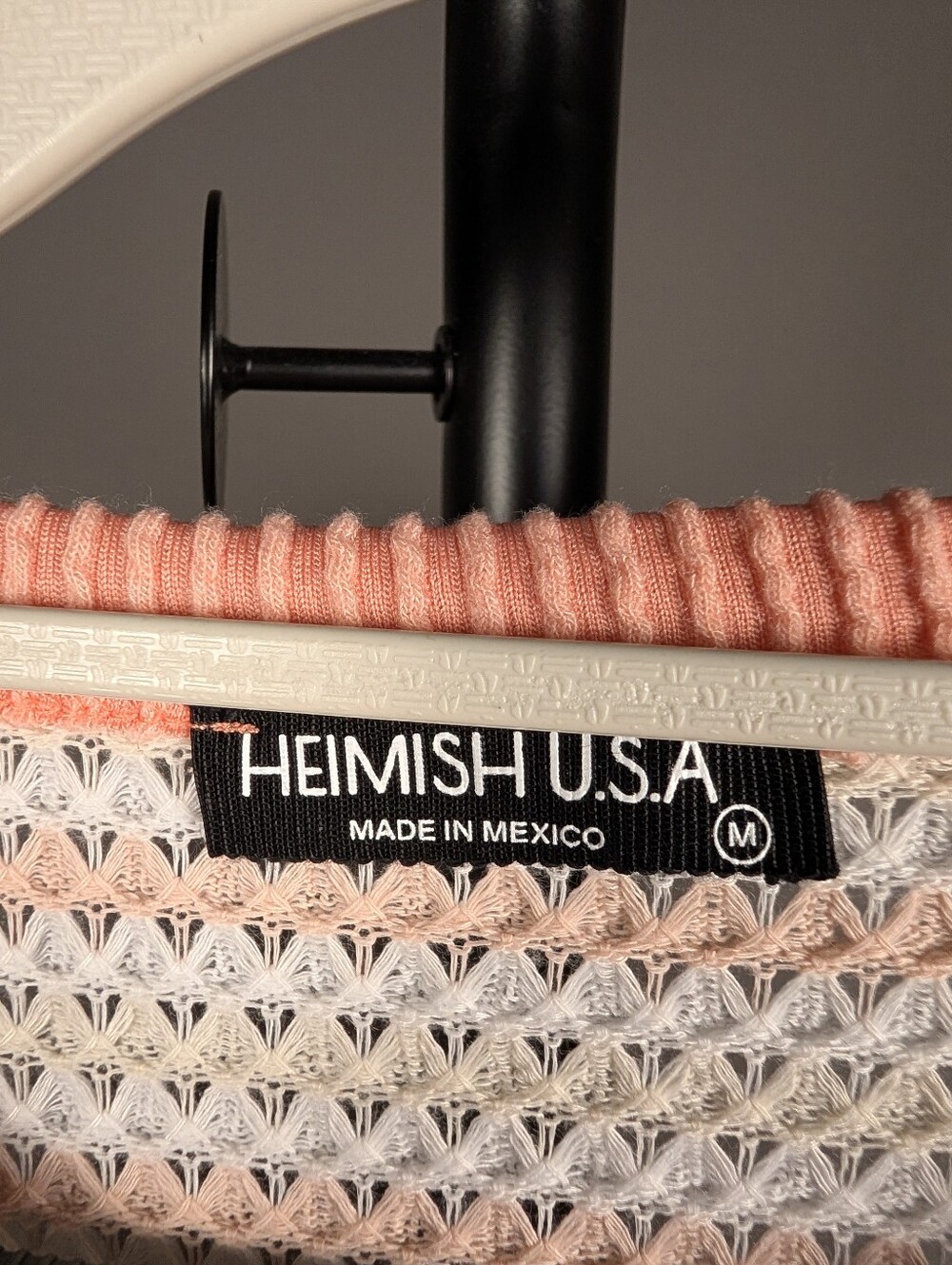 Heimish U.S.A. Women’s M Coral Ivory Striped Open Knit Oversized Top Nwot A-257 - Picture 11 of 16